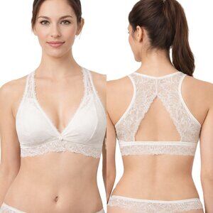 Auden Bralette Medium Lightly Lined Lace Racerback Ivory